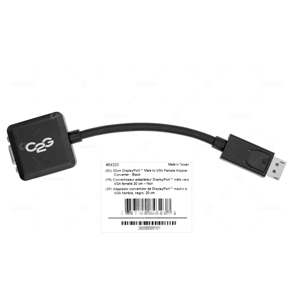 84323  C2G DISPLAYPORT TO VGA ADAPTER CONVERTER 20CM